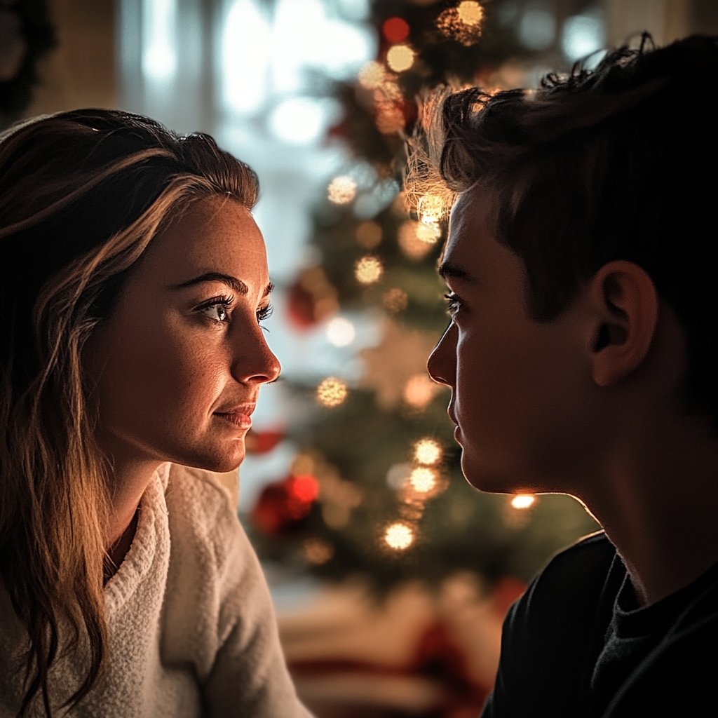 A woman looking at her son | Source: Midjourney