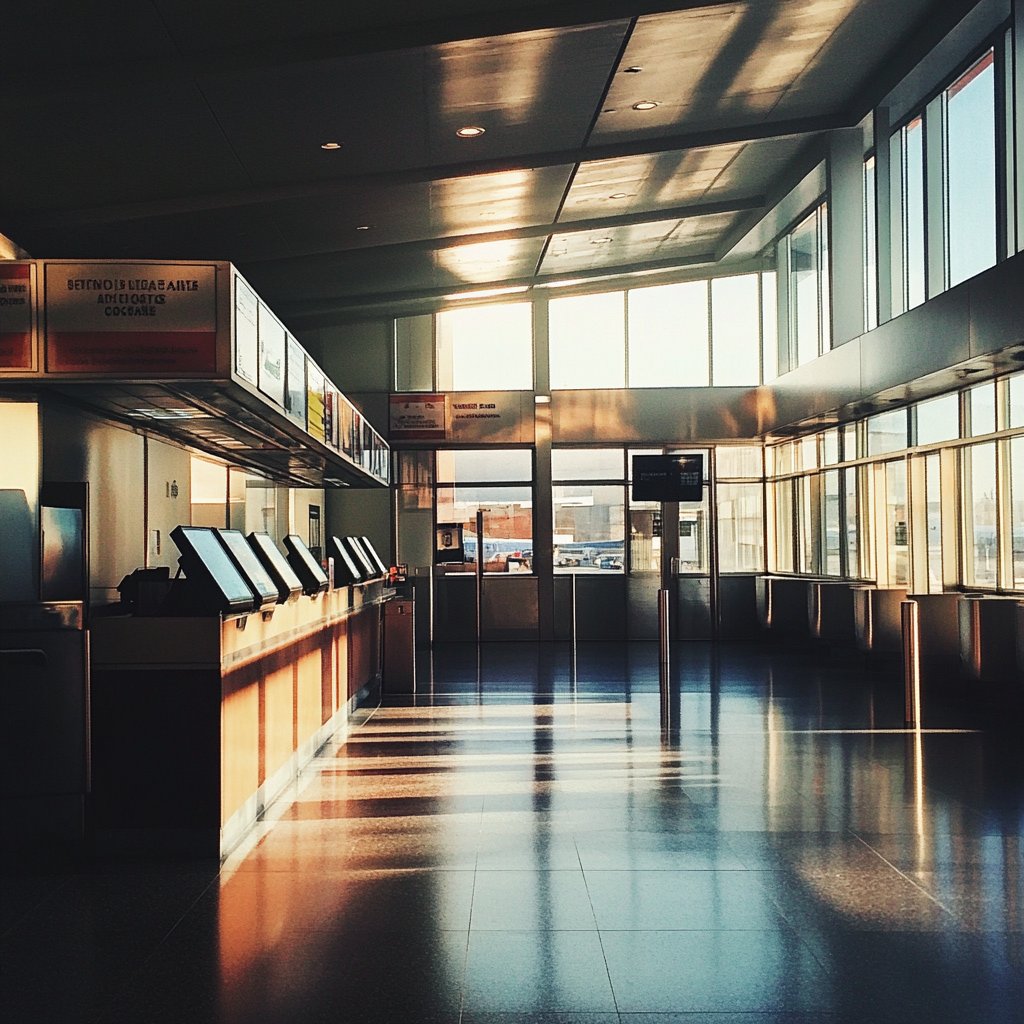The interior of a quiet airport | Source: Midjourney