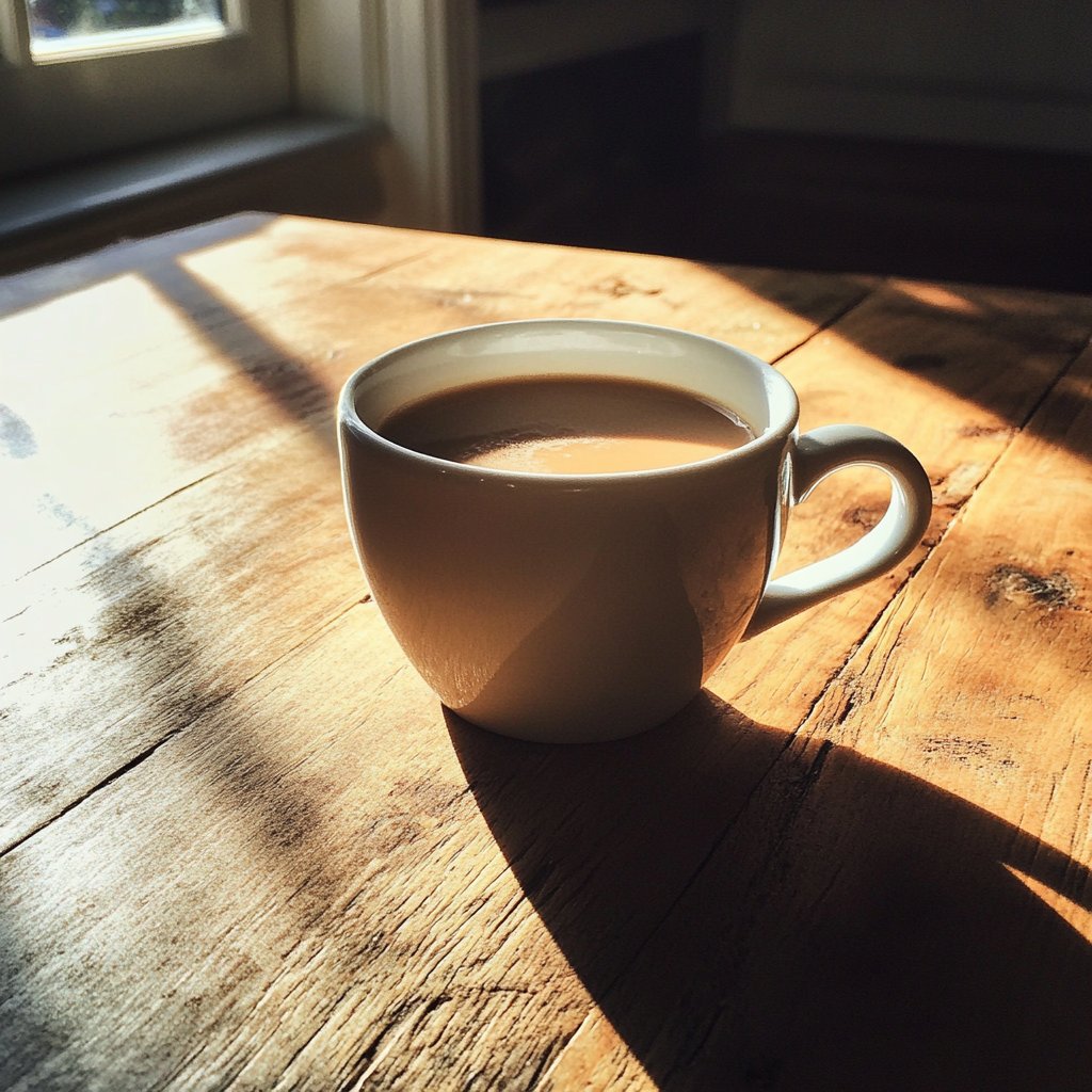 A cup of coffee on a kitchen table | Source: Midjourney