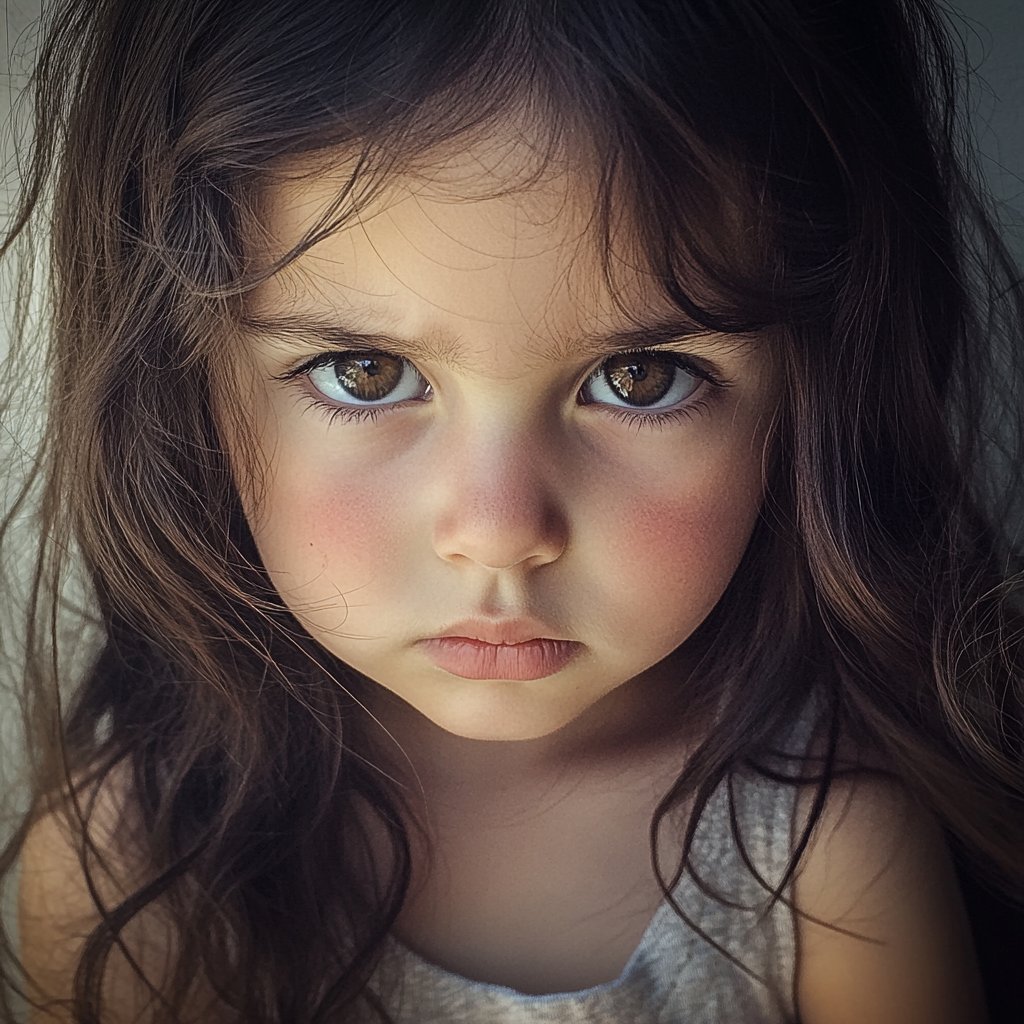 A close up of a sad little girl | Source: Midjourney