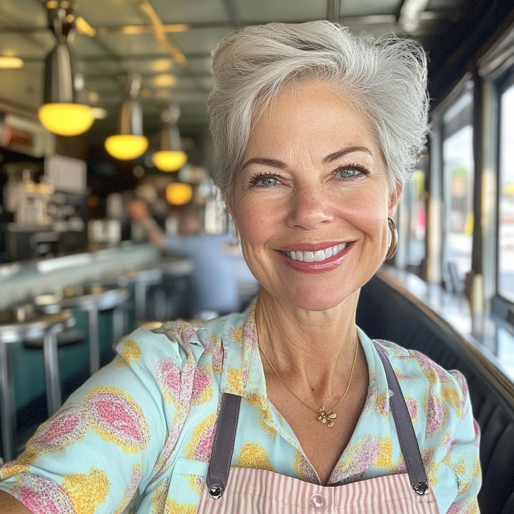 A smiling waitress at a diner | Source: Midjourney