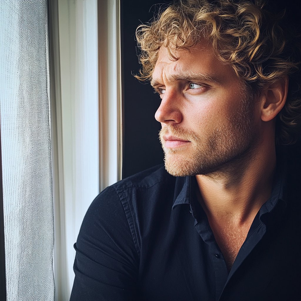 An upset man looking out a window | Source: Midjourney