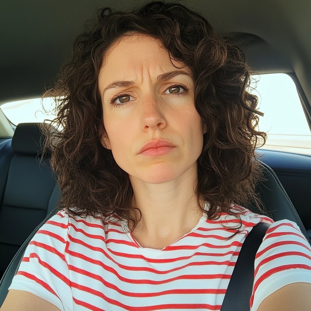 A frustrated woman driving a car | Source: Midjourney