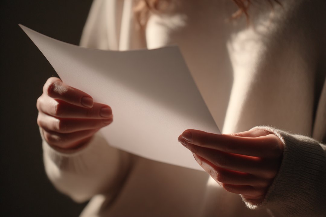 A paper in a woman's hands | Source: Midjourney