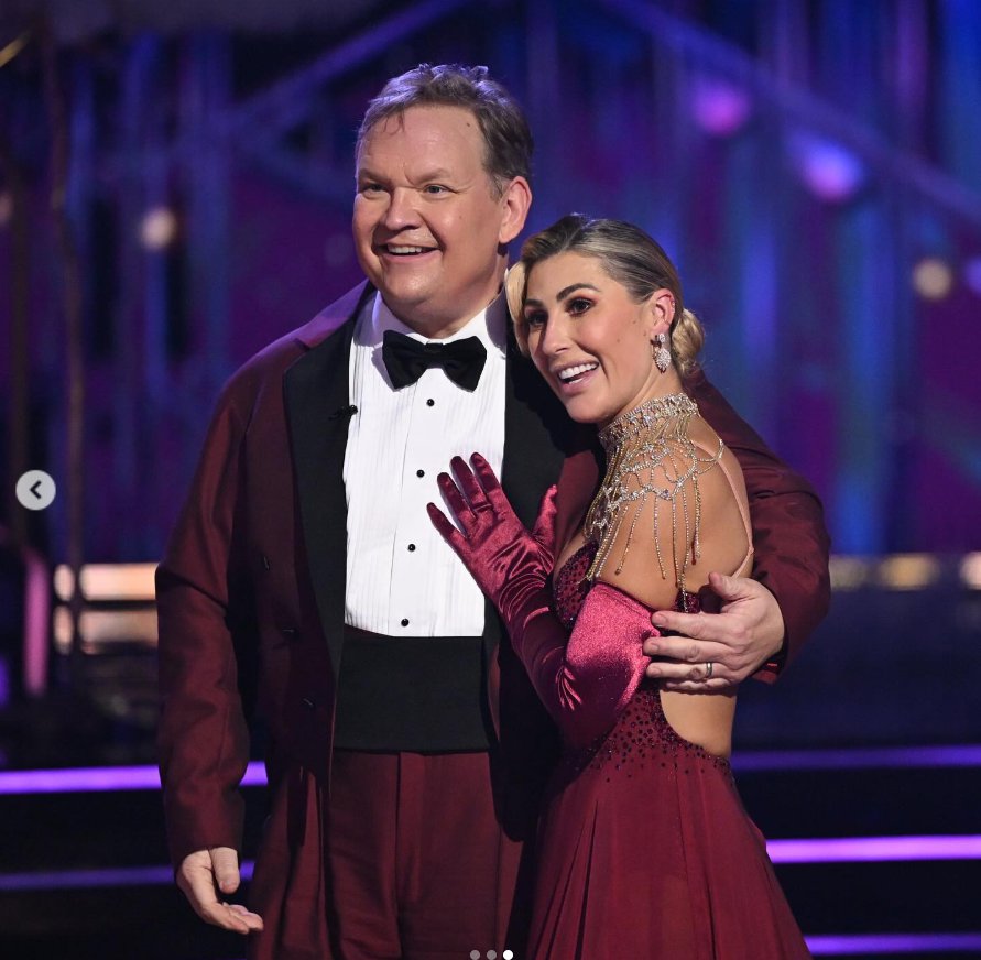 Andy Richter and Emma Slater in their performance outfit, as seen from a post dated November 12, 2025. | Source: Instagram/dancingwiththestars