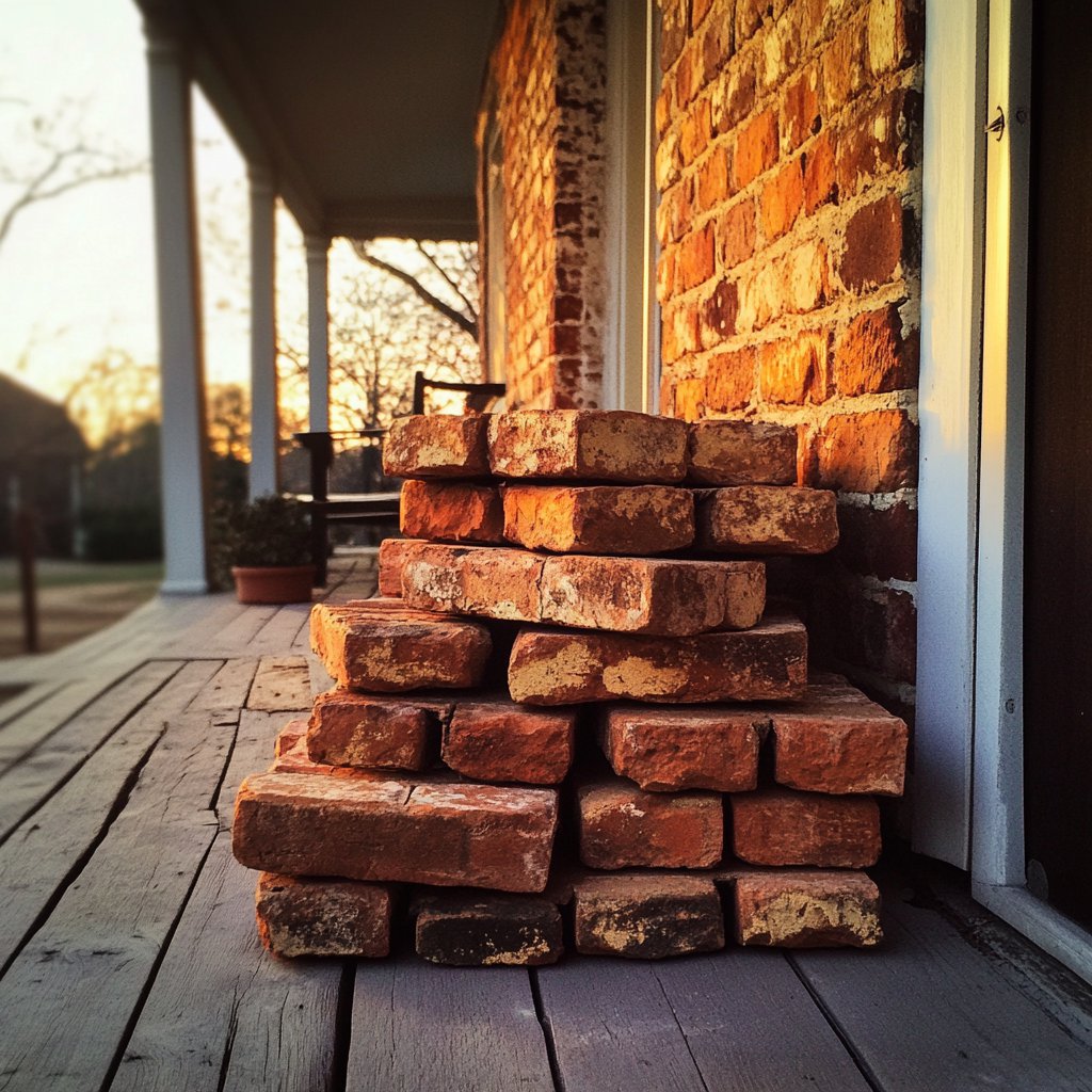 A stack of bricks on a porch | Source: Midjourney