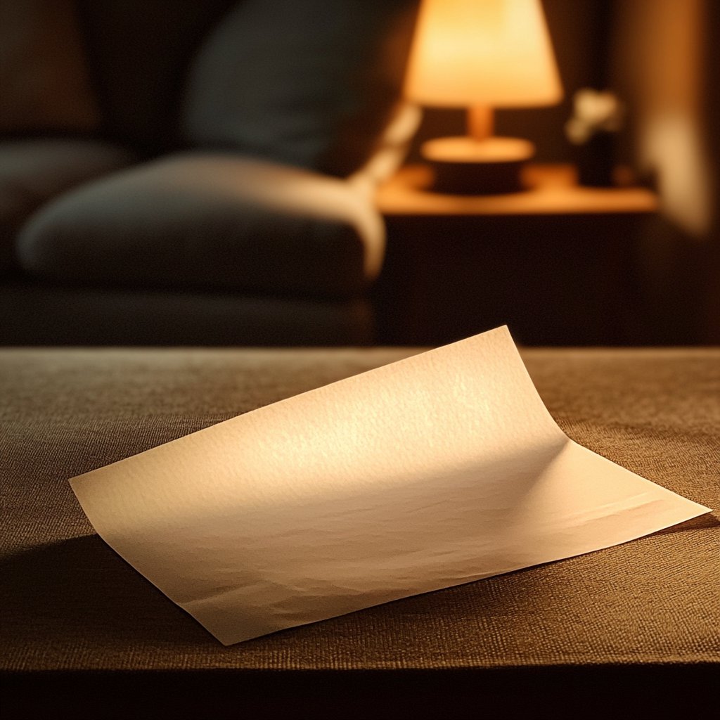 A folded piece of paper on a coffee table | Source: Midjourney