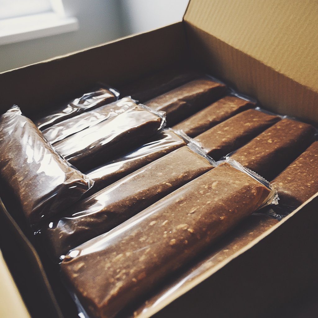 A box of protein bars | Source: Midjourney
