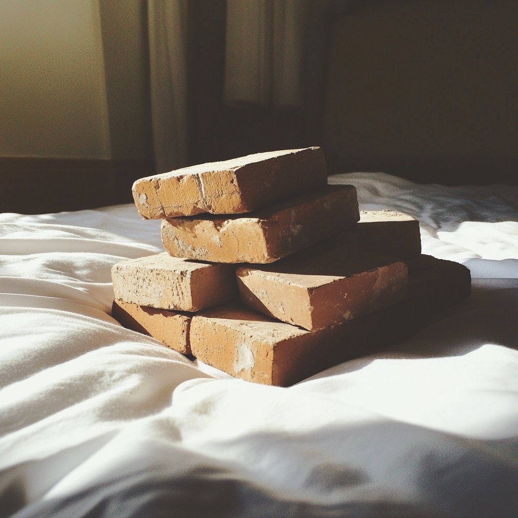 Bricks on a hotel bed | Source: Midjourney
