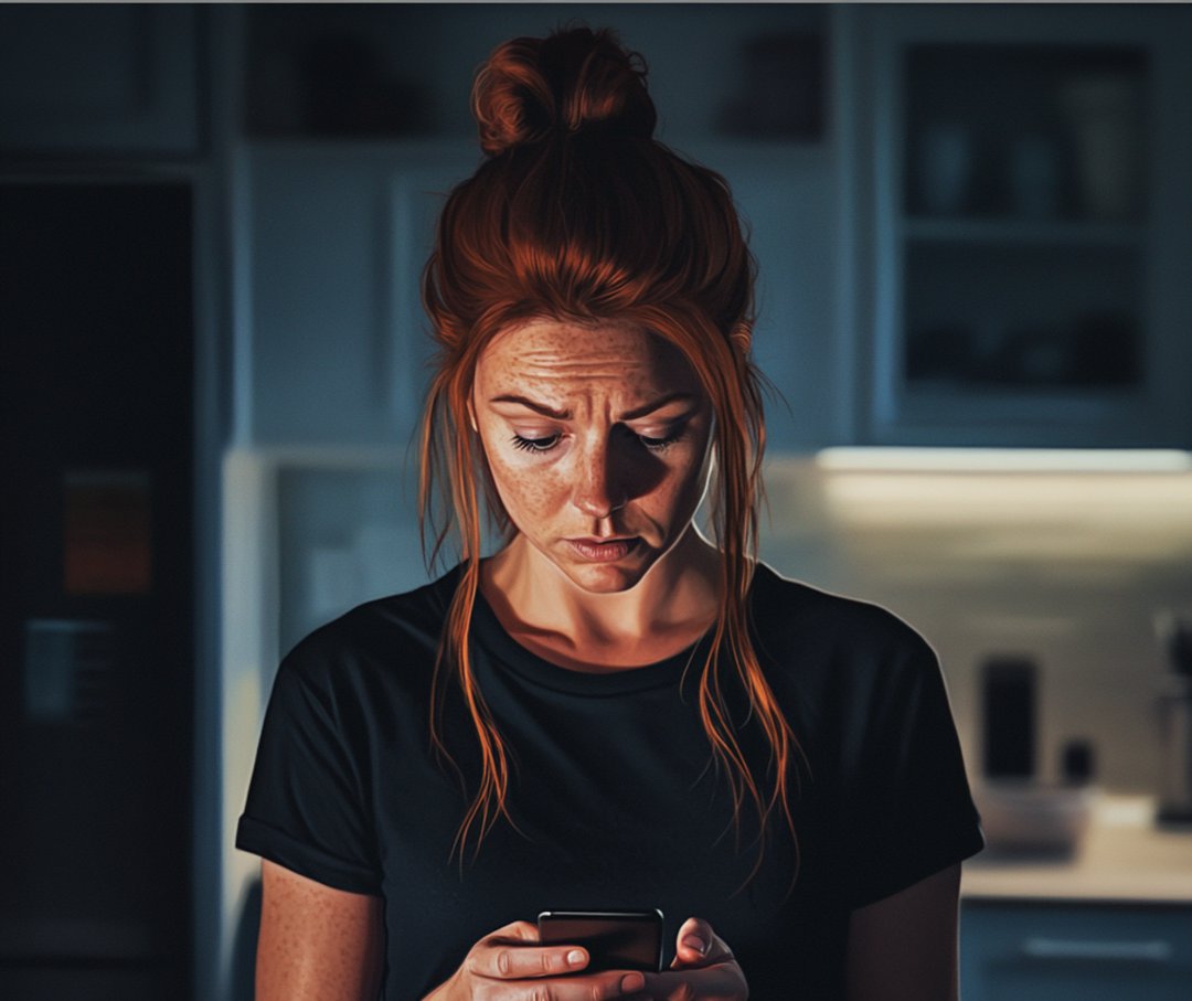 A woman using her phone | Source: Midjourney