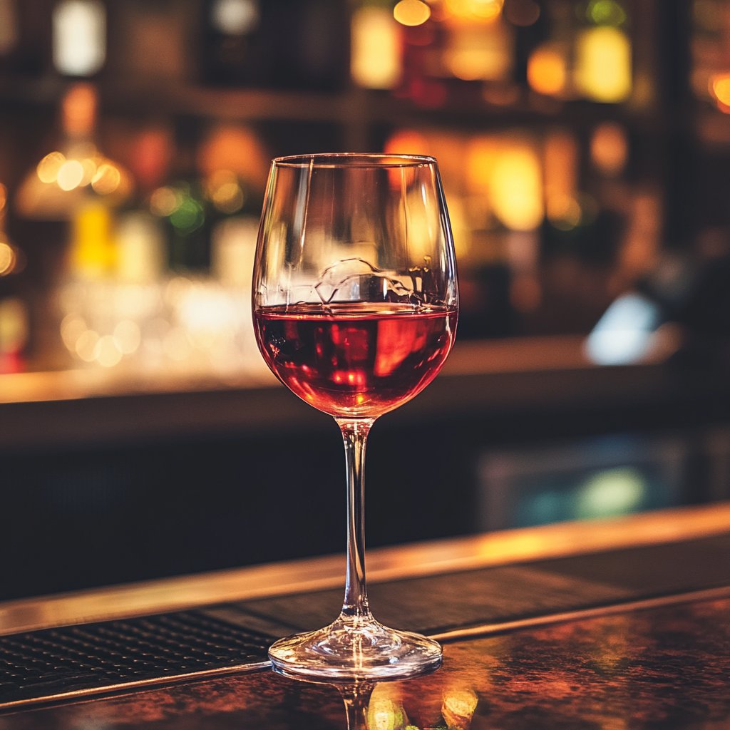 A glass of wine on a counter | Source: Midjourney