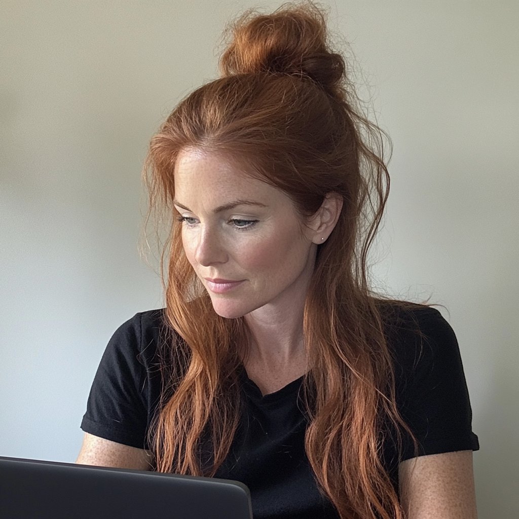 A woman using her laptop | Source: Midjourney