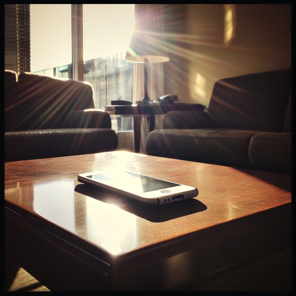 A cellphone on a coffee table | Source: Midjourney