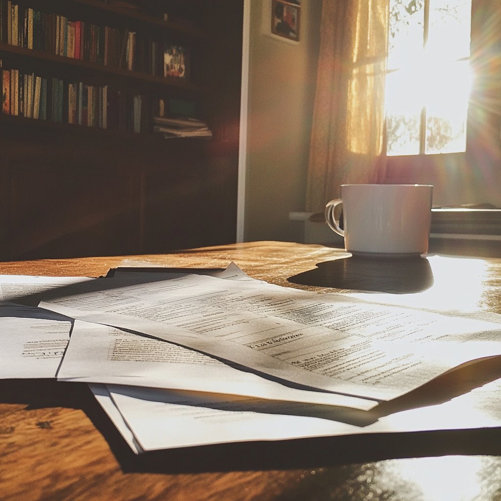 Divorce paperwork on a table | Source: Midjourney