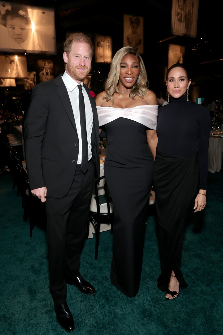 Prince Harry, Duke of Sussex, Serena Williams, and Meghan, Duchess of Sussex attend the Baby2Baby Gala Presented By Paul Mitchell at Pacific Design Center on November 8, 2025 in West Hollywood, California | Source: Getty Images