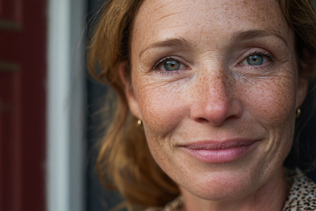 A woman standing outside a house | Source: Midjourney