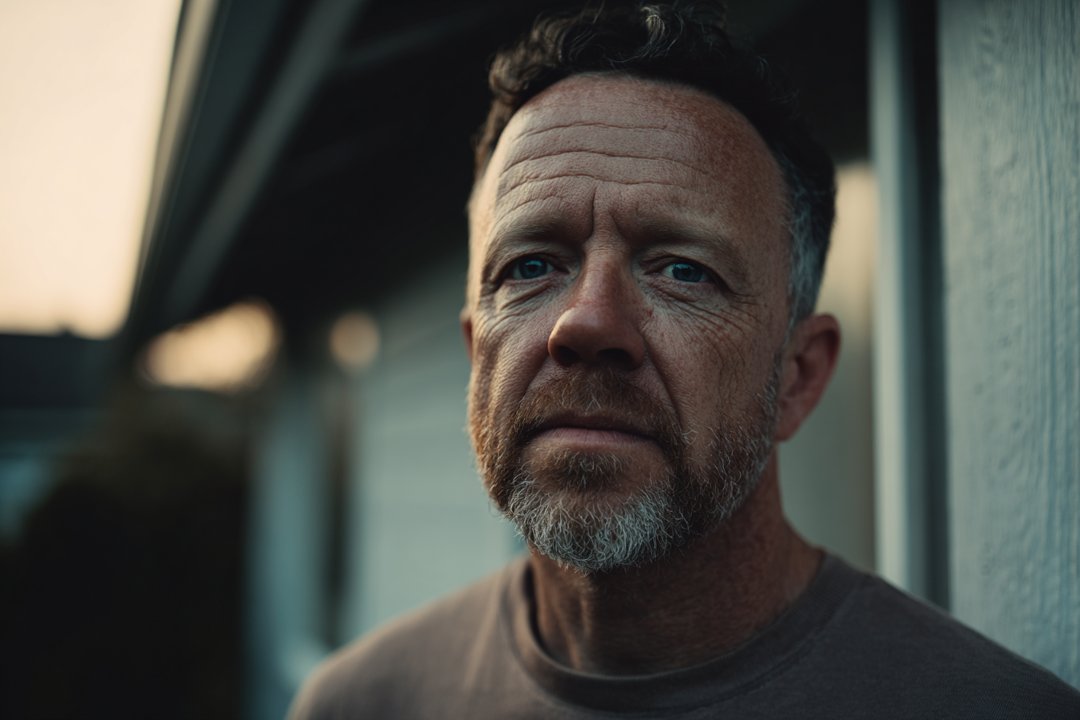 A man standing outside his house | Source: Midjourney