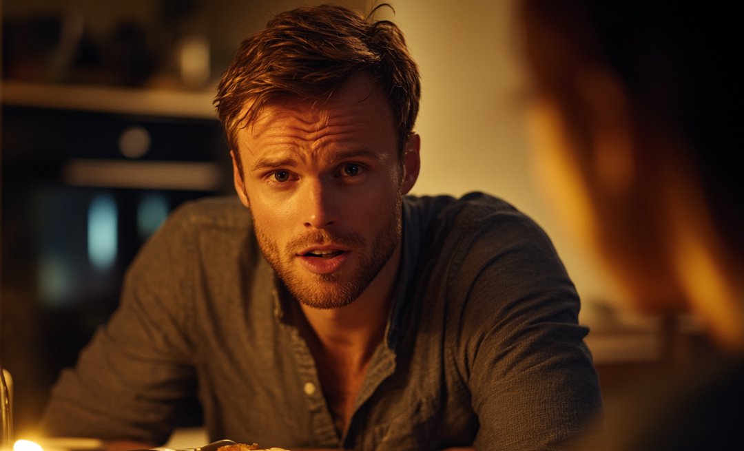 A man talking over dinner | Source: Midjourney