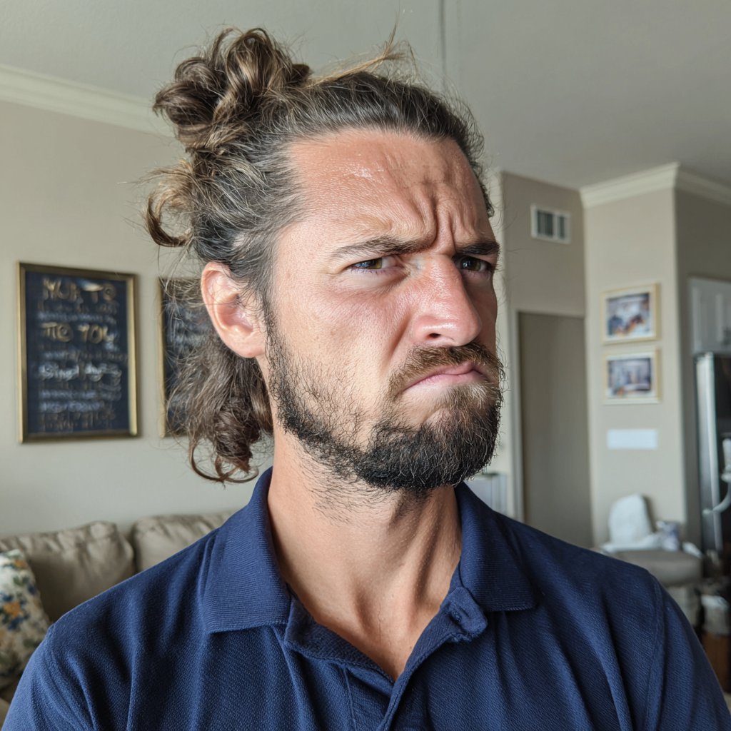 An angry man standing in a living room | Source: Midjourney