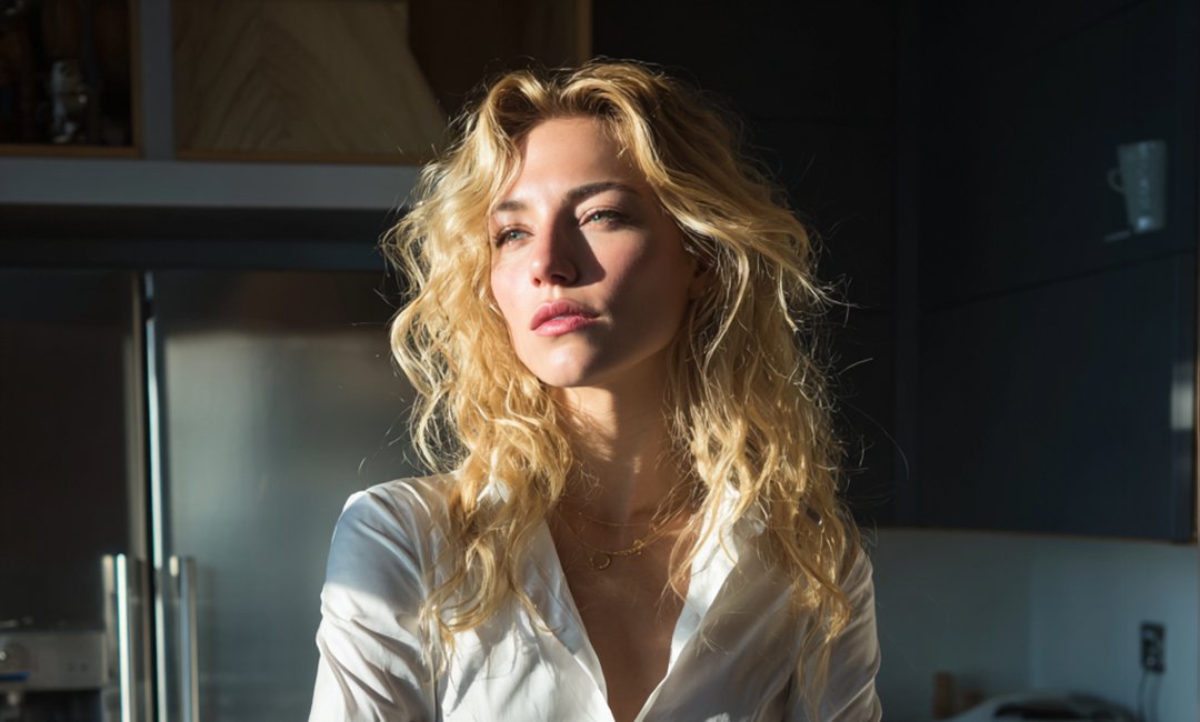 An upset woman standing in a kitchen | Source: Midjourney