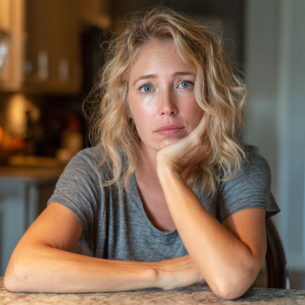 A close-up of a woman sitting at a table | Source: Midjourney