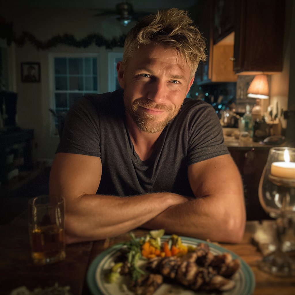 A smiling man sitting at a table | Source: Midjourney