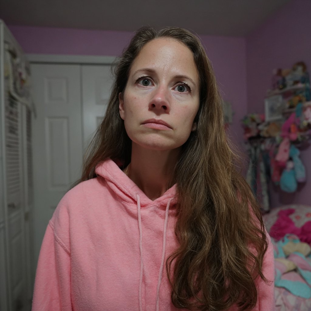A concerned woman standing in a bedroom | Source: Midjourney