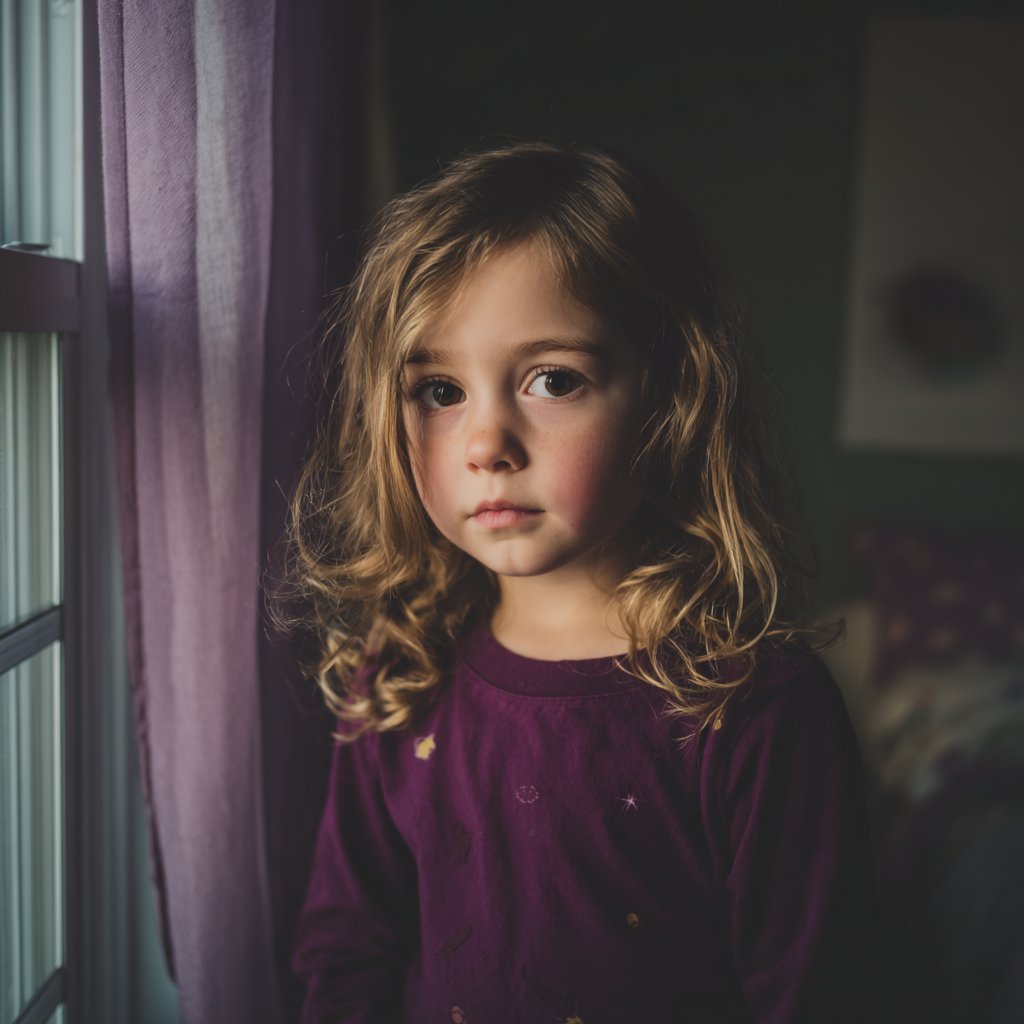 A little girl standing by a window | Source: Midjourney