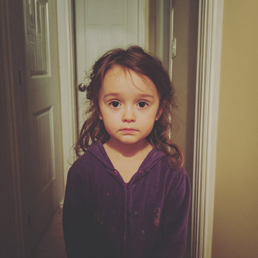 A scared little girl standing in a hallway | Source: Midjourney