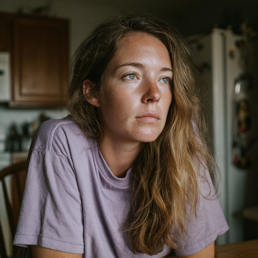 A woman sitting at a table | Source: Midjourney
