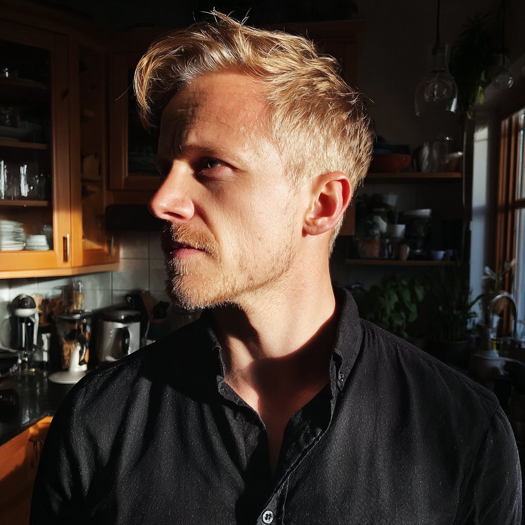 A man standing in a kitchen | Source: Midjourney