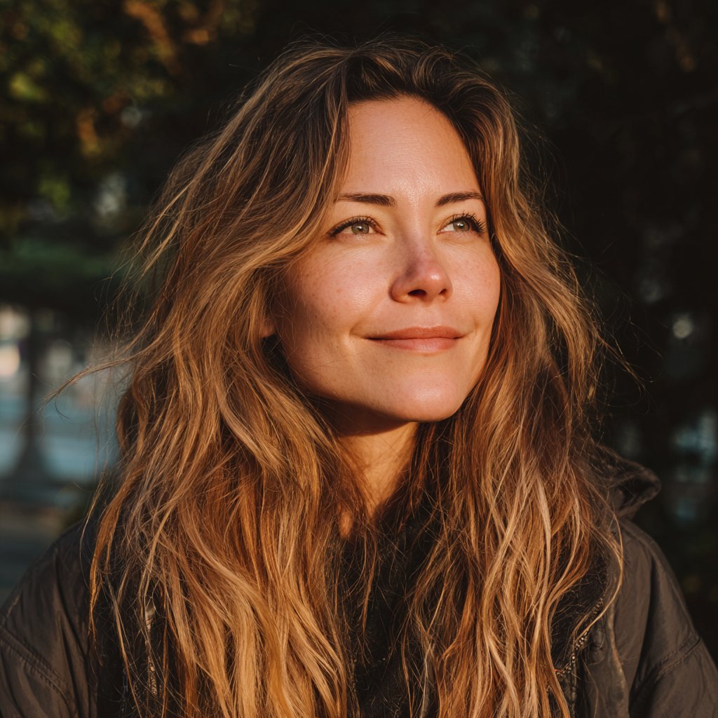 A smiling woman standing outside | Source: Midjourney