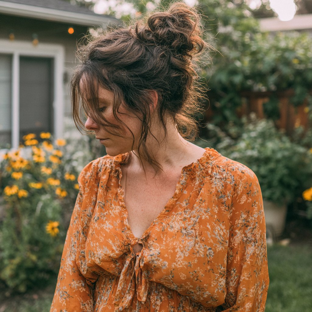 An upset woman wearing a floral dress | Source: Midjourney