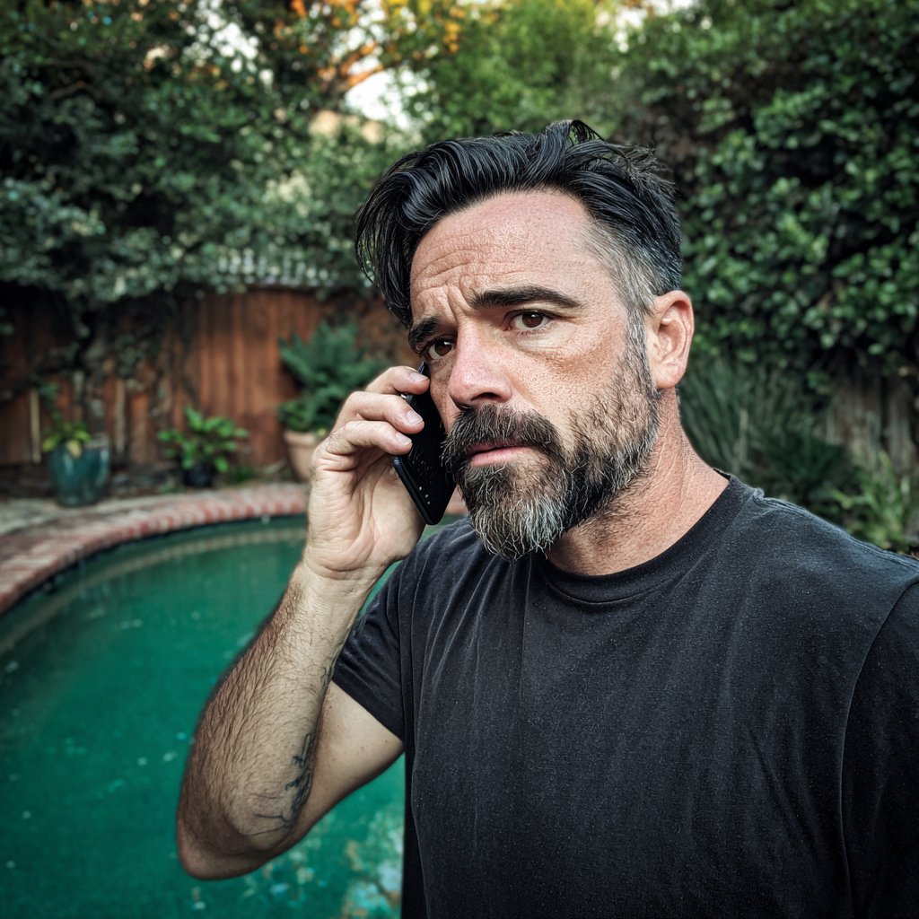 A frowning man talking on a phone | Source: Midjourney