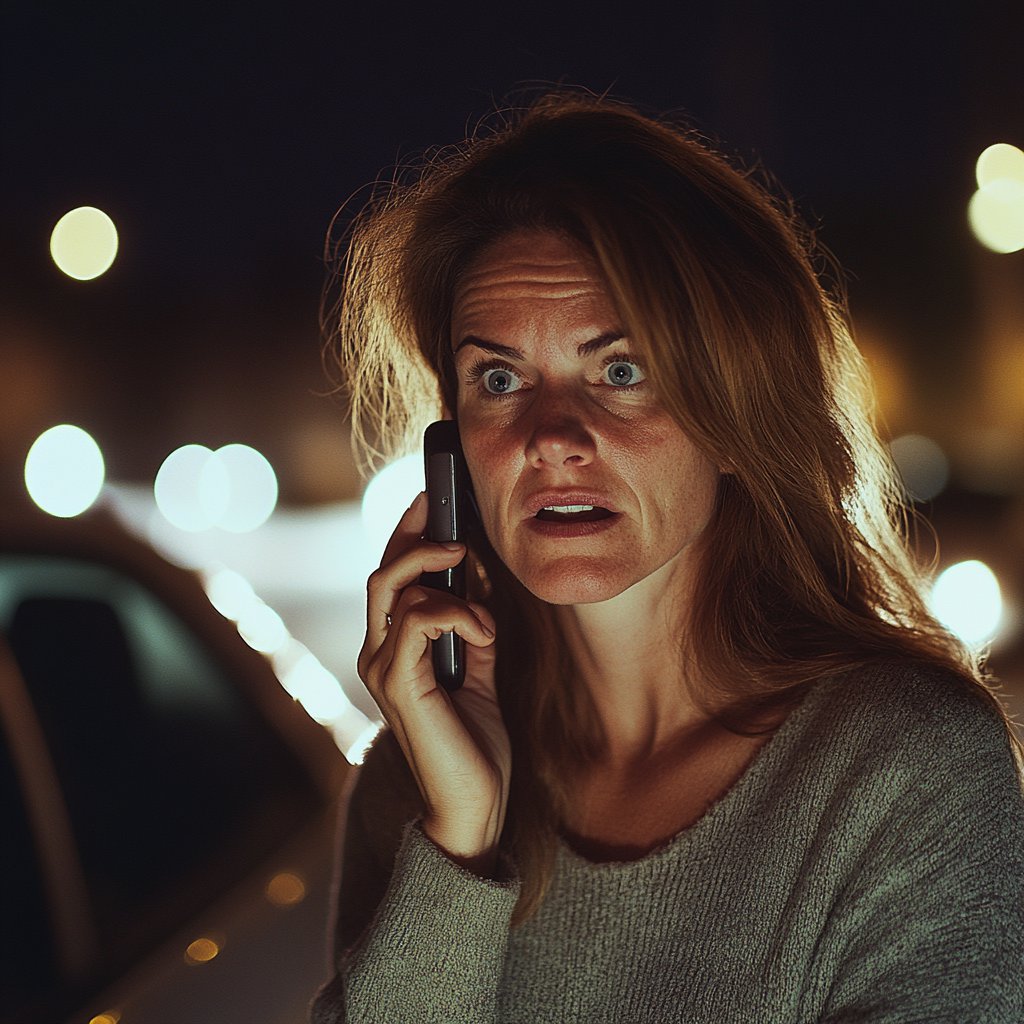 A shocked woman on a call | Source: Midjourney