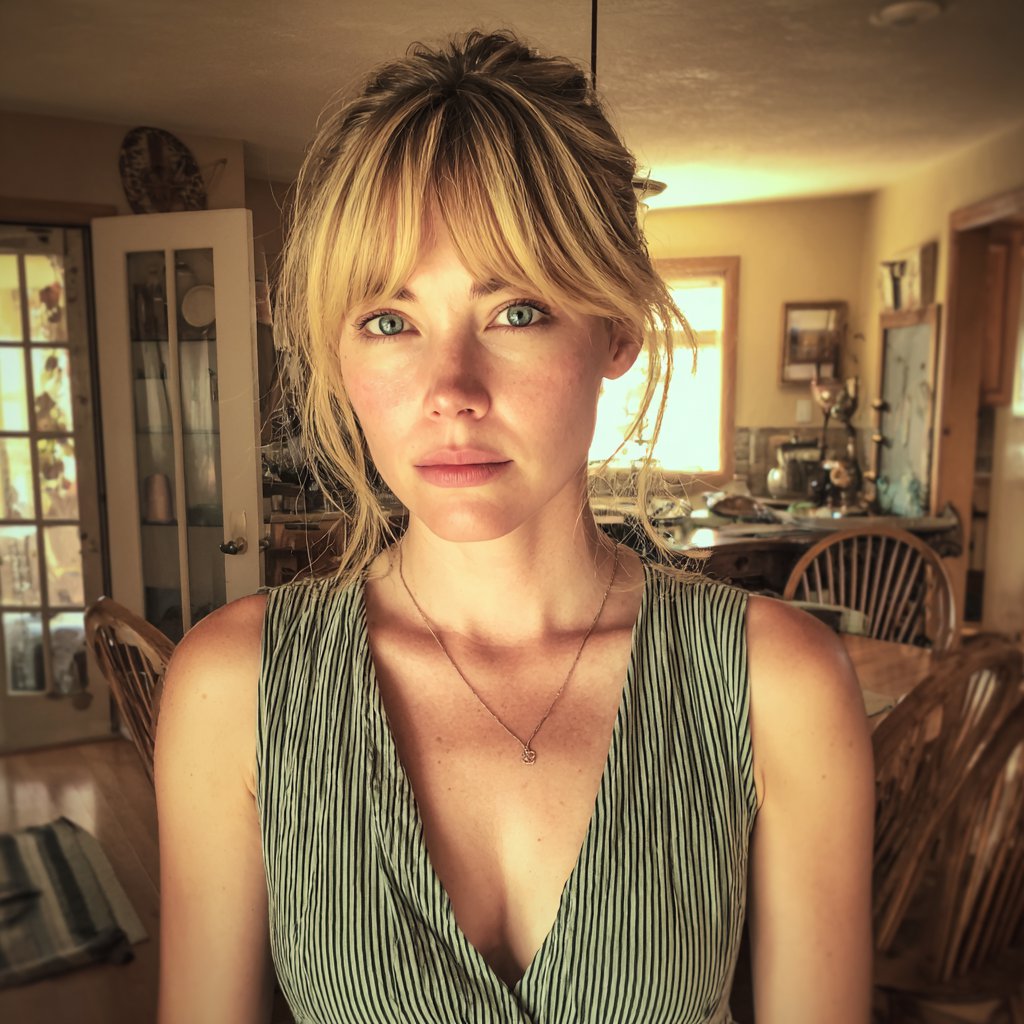 A woman standing in a dining room | Source: Midjourney