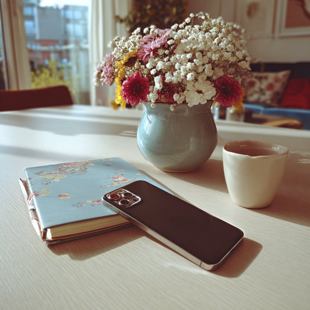 A cellphone on a table | Source: Midjourney