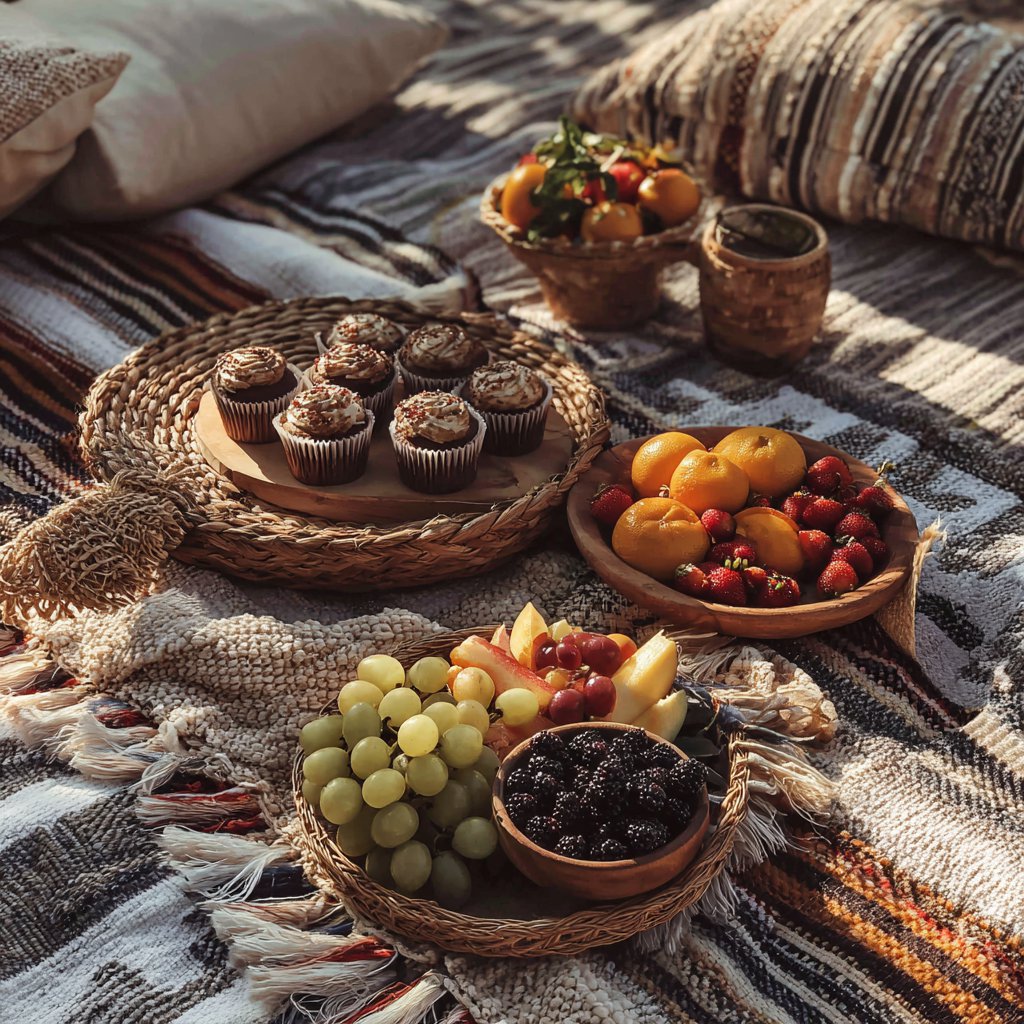 A backyard picnic setting | Source: Midjourney