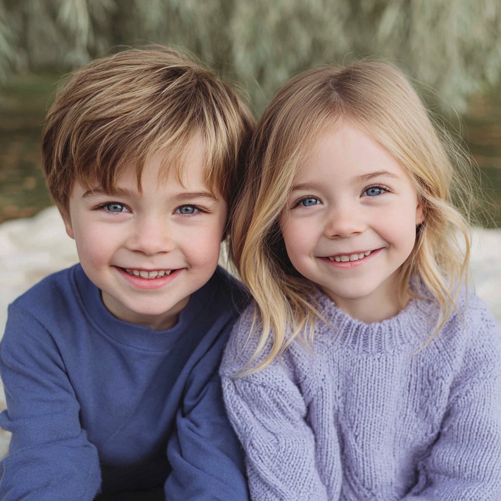 Smiling children sitting together | Source: Midjourney