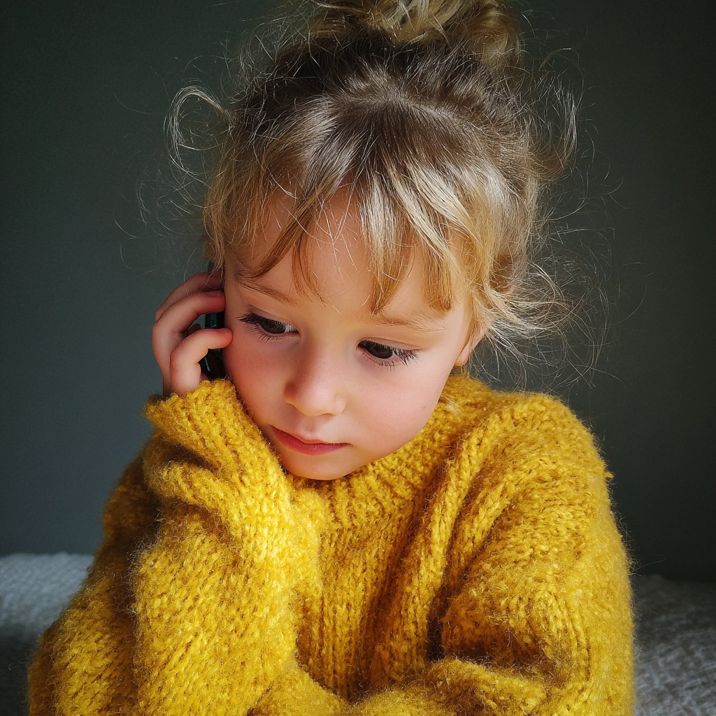 A little girl talking on a phone | Source: Midjourney
