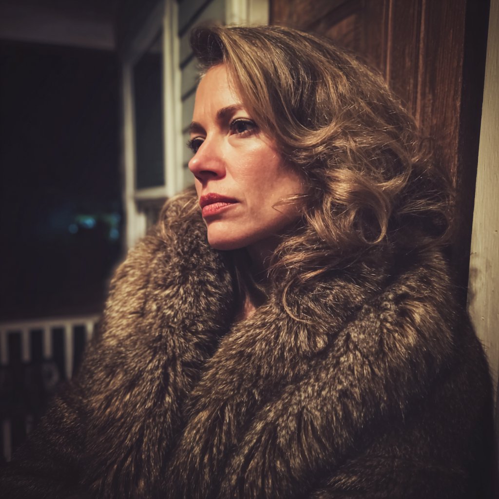 A woman standing at a front door | Source: Midjourney