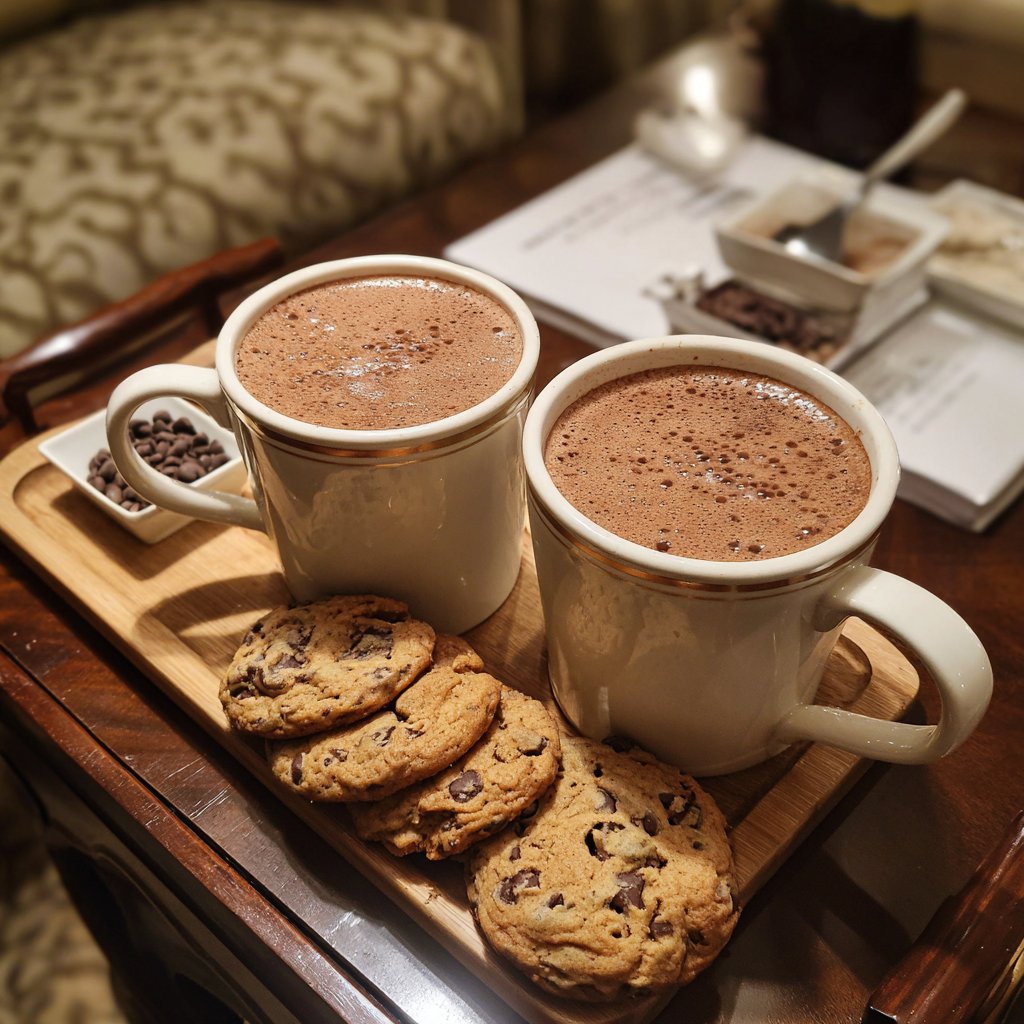Cookies and hot cocoa on a table | Source: Midjourney