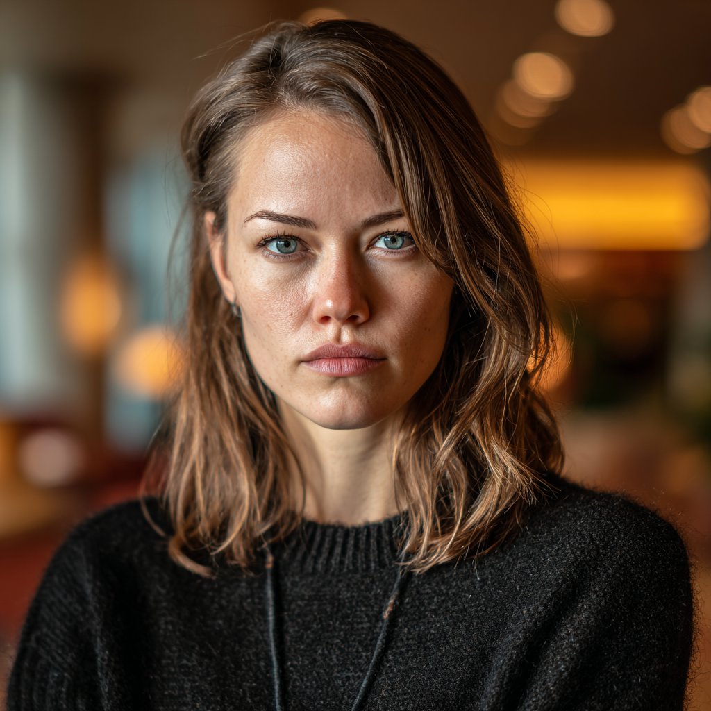 A pensive woman wearing a black sweater | Source: Midjourney