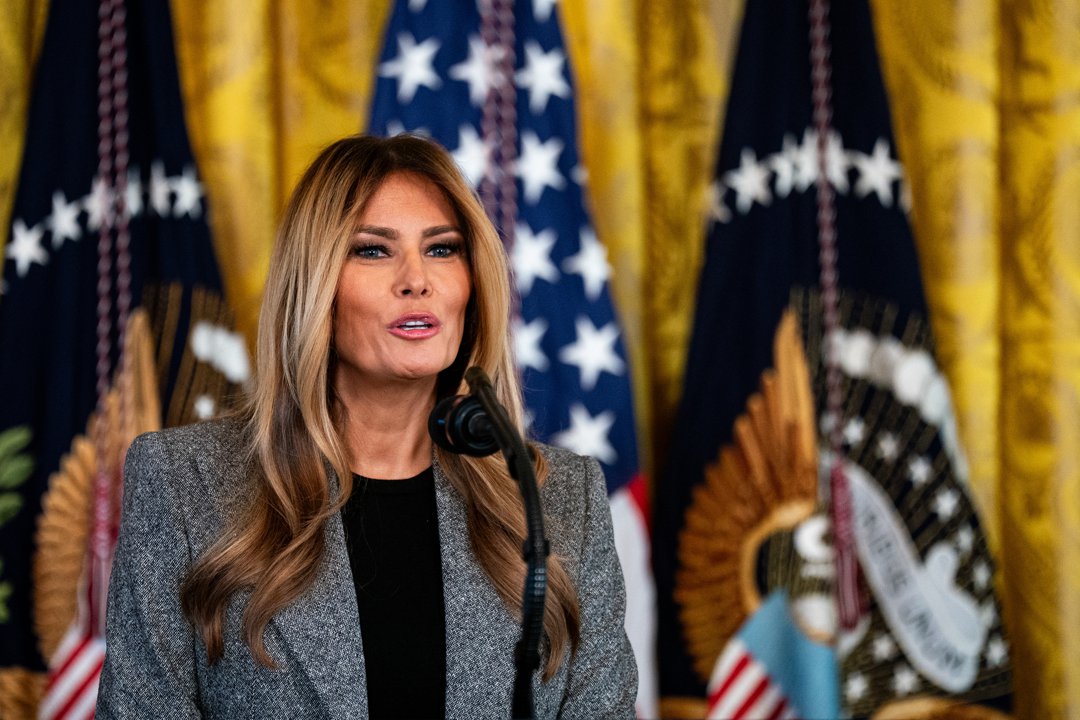 First Lady Melania Trump speaks during an executive order signing in the East Room of the White House in Washington, DC, on November 13, 2025 | Source: Getty Images