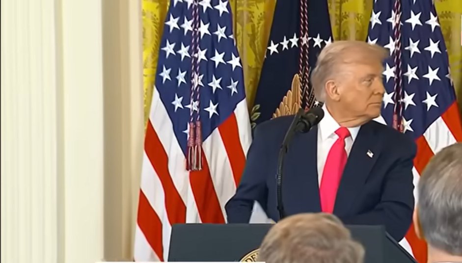 Donald Trump watches Melania walk away after her speech during an executive order signing on November 13, 2025 | Source: YouTube/@FoxNews