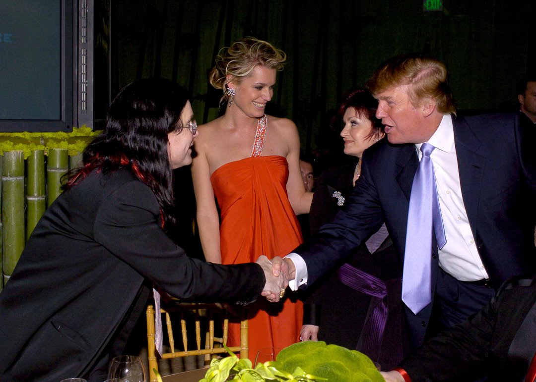 Ozzy Osbourne, Rebecca Romijn-Stamos, Sharon Osbourne, and Donald Trump at the 12th Annual Elton John AIDS Foundation Oscar Party on February 29, 2004 | Source: Getty Images