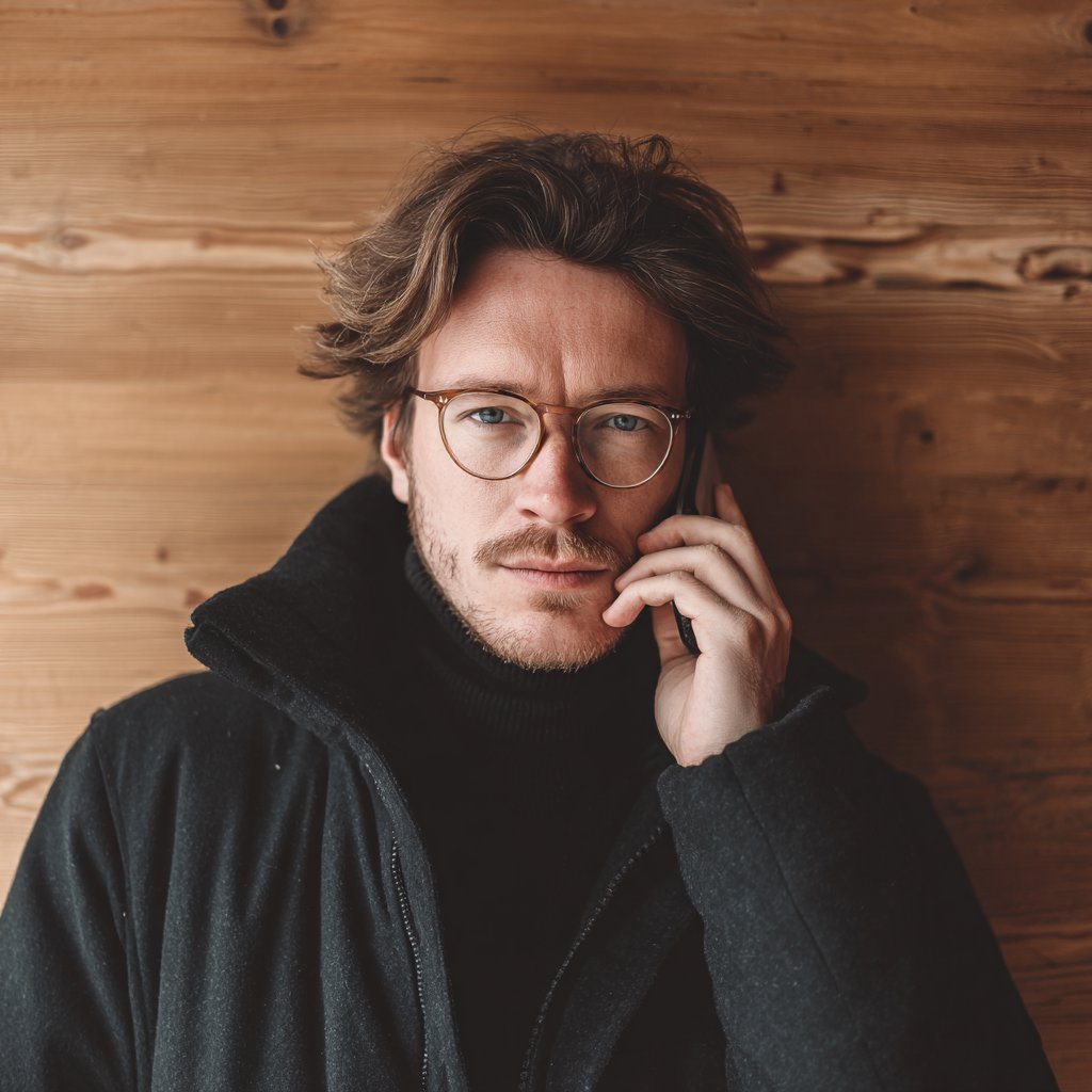 A man wearing a black jacket and talking on a phone | Source: Midjourney