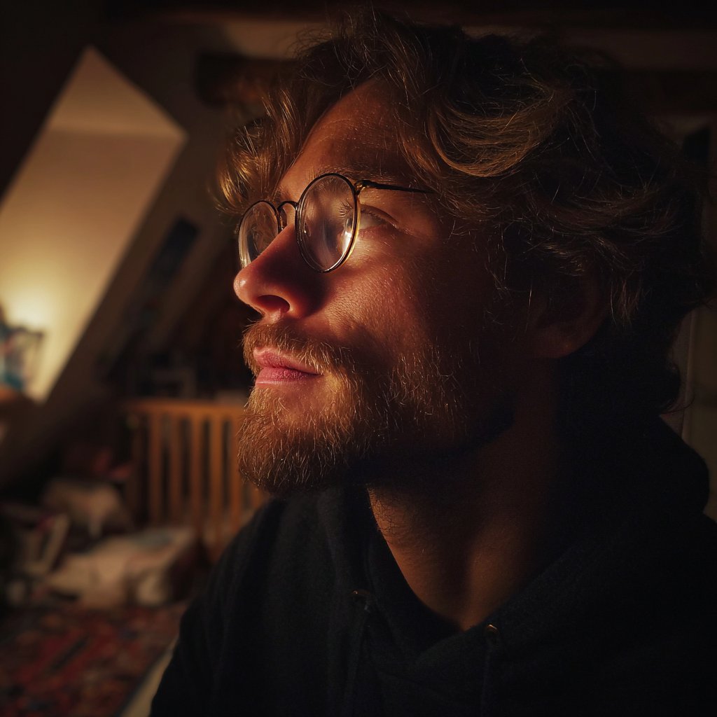 A man standing in an attic | Source: Midjourney