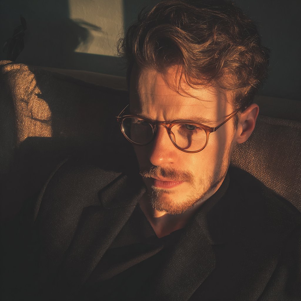 A man sitting on a couch | Source: Midjourney