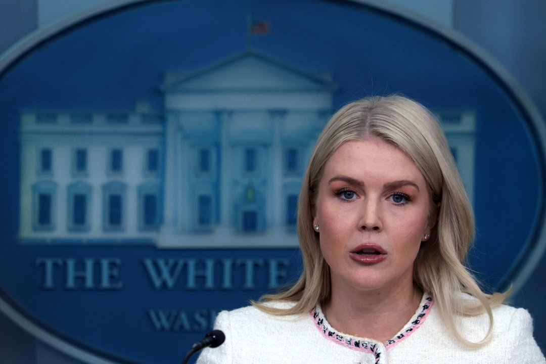 Karoline Leavitt speaks during the daily news briefing at the James Brady Press Briefing Room in Washington, DC on October 23, 2025. | Source: Getty Images
